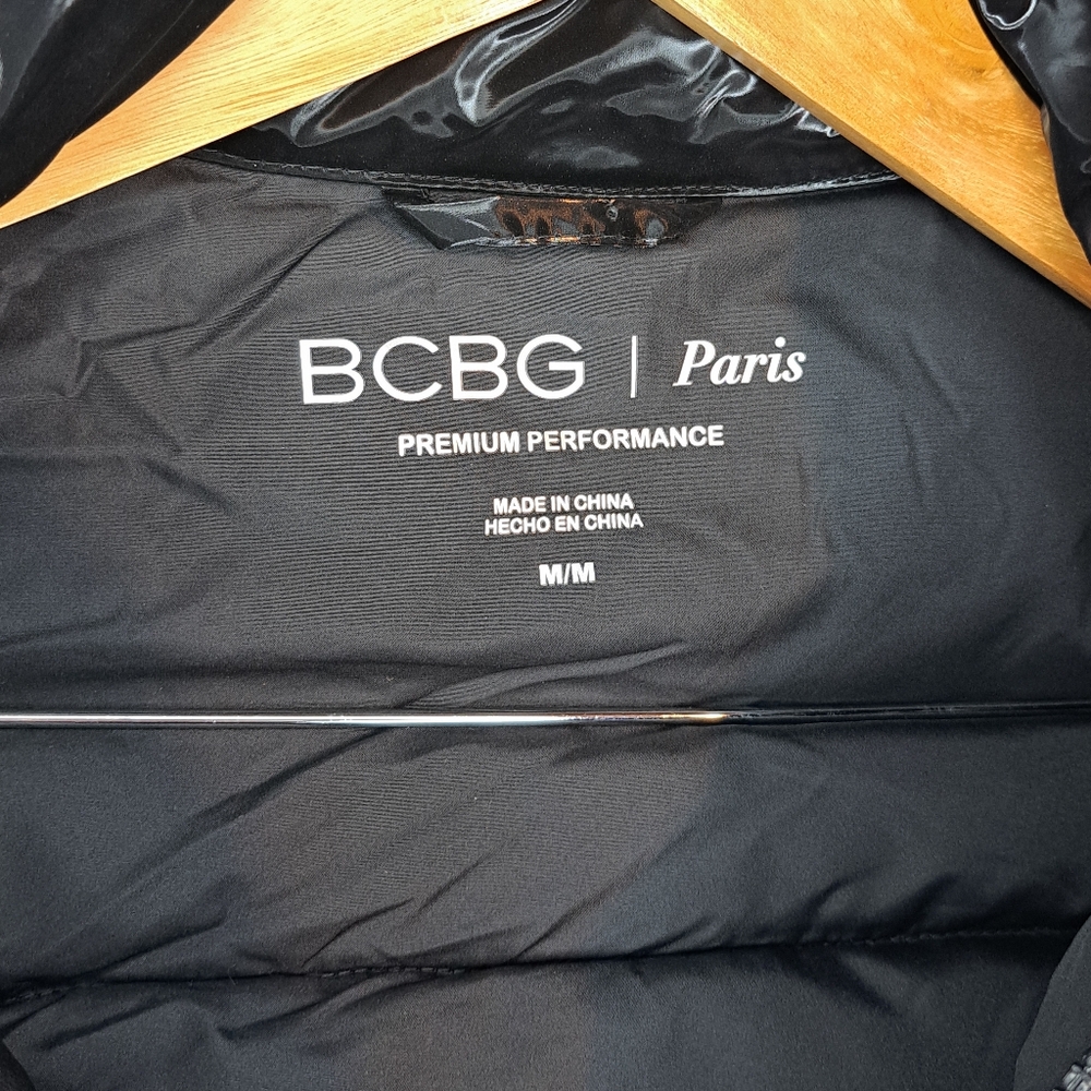 BCBG Paris Black Puffer Jacket Glossy Oversized - Picture 4 of 11